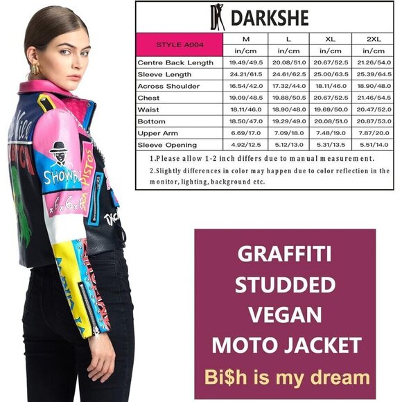 DARKSHE Women's Faux Leather Jacket Coat with Long Sleeve - Picture 4 of 7